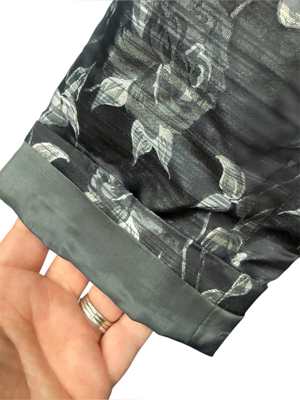 Zanella Chloe Floral Brocade Blazer Jacket Black Silver Size 14 Italy Silk Blend - Picture 6 of 9
